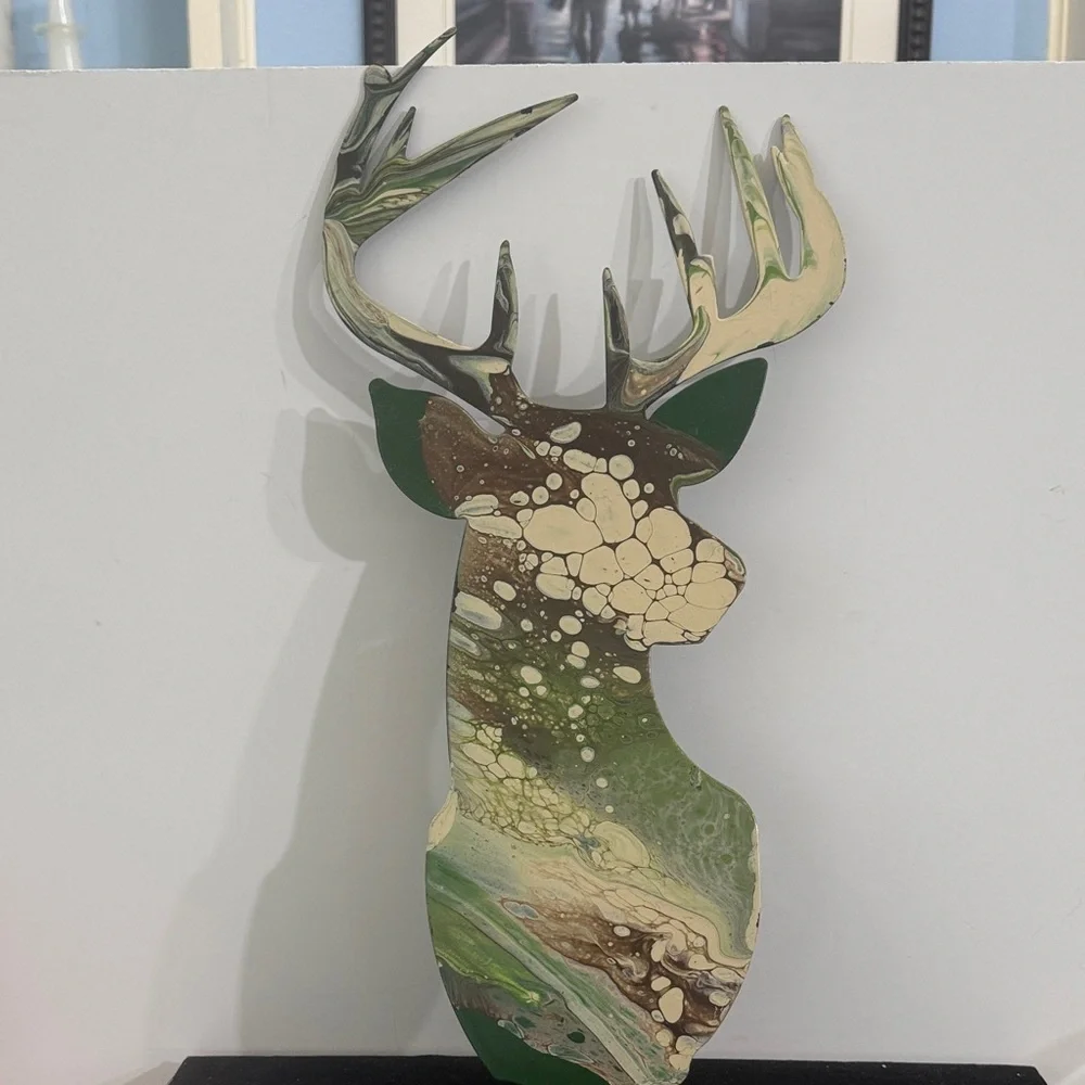 Abstract hydro dip, Deer Head Wall Art